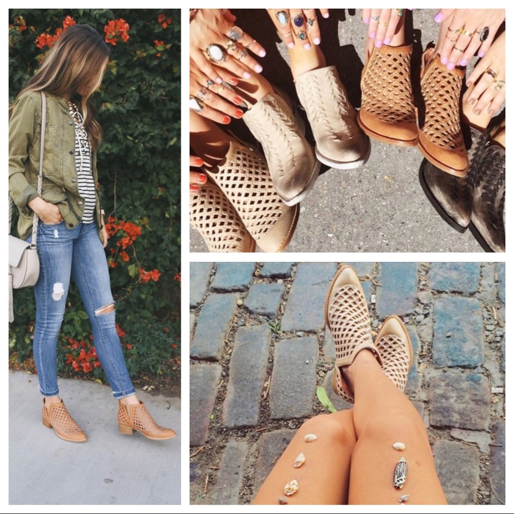 Jeffrey Campbell Taggart Open Weave Tan Booties - Picture 8 of 8